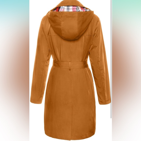 SaphiRose Women's Water-Resistant Trench Coat Long Peacoat with Removable Hood - Picture 3 of 12